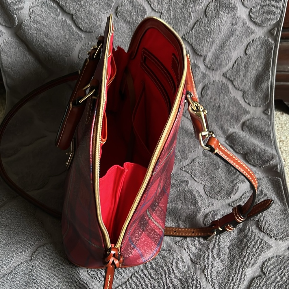 Dooney & Bourke Plaid Coated Cotton Zip Zip Satchel with Shoulder Strap - Picture 9 of 16